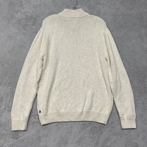 Chaps Sweater Mens Medium Fisherman Beige Henley Mock‎ Neck Pullover Neutral - Picture 8 of 10